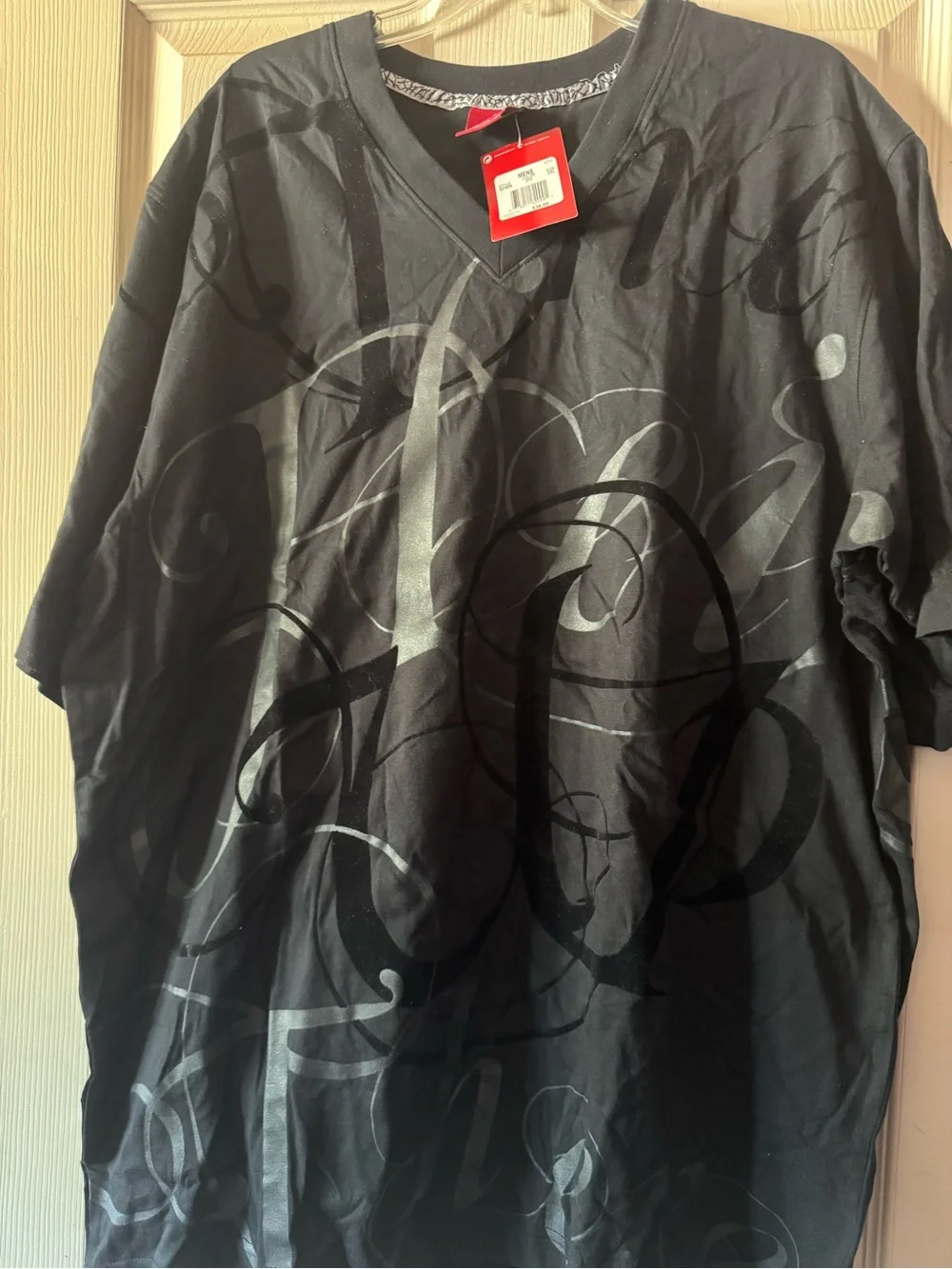 Vintage Jordan Black Graphic V-Neck Tee with Gray Accents